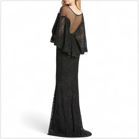 Mac Duggal Beaded Lace Cape Mermaid Train Evening Formal Dress Gown NWT New 6 - Picture 3 of 10